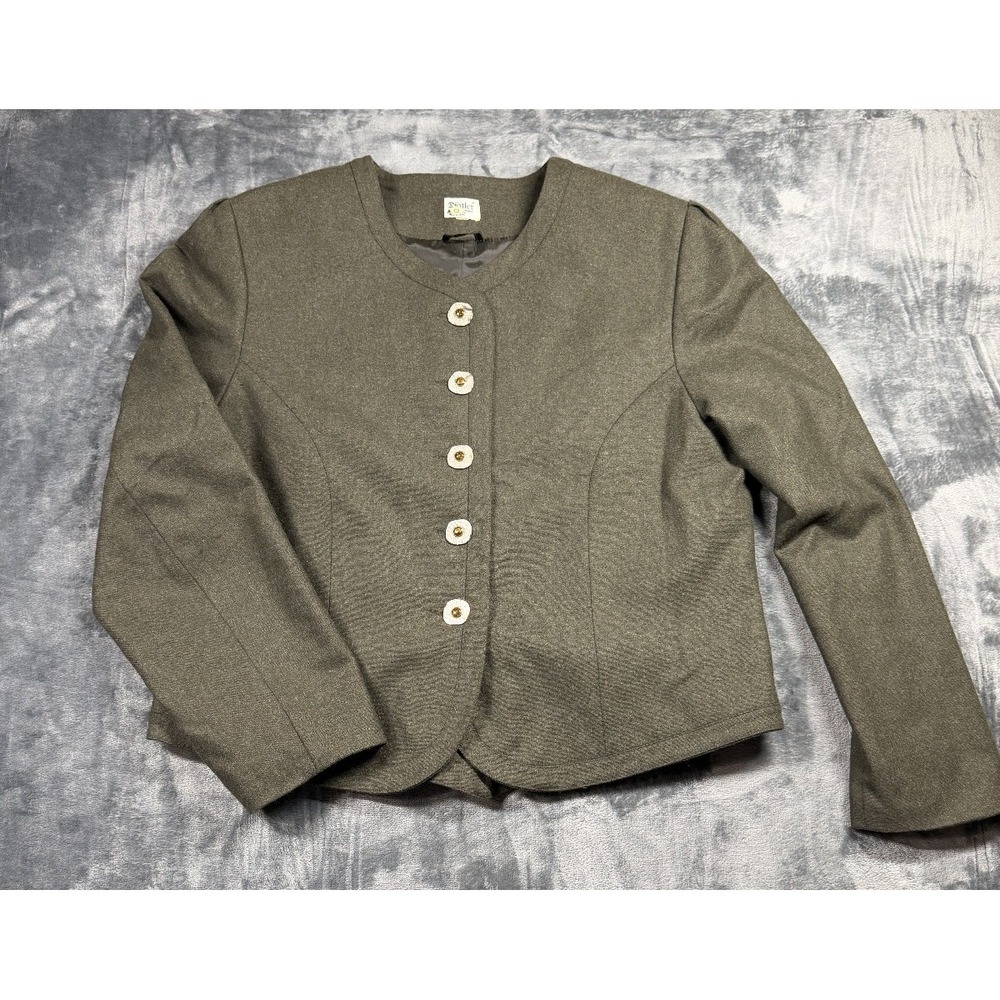 Vintage Distler Trachten Tyrolean Olive Gray Fitted Jacket